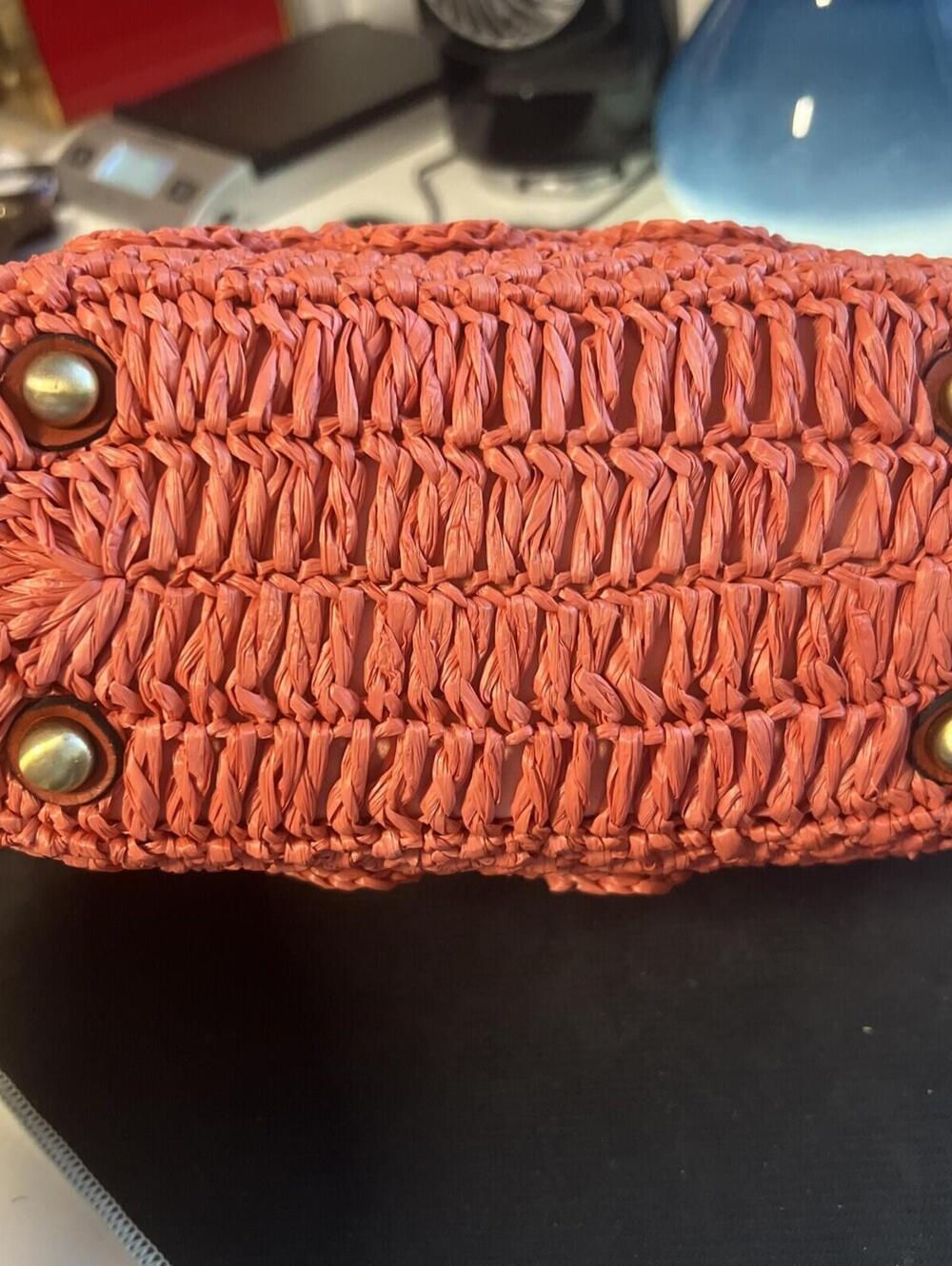 Patricia Nash Laureana Frame Satchel Scalloped Raffia, NWT - Picture 5 of 10